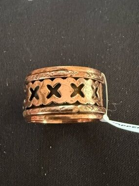 Thick copper handmade fidget ring with spinner. Size 8